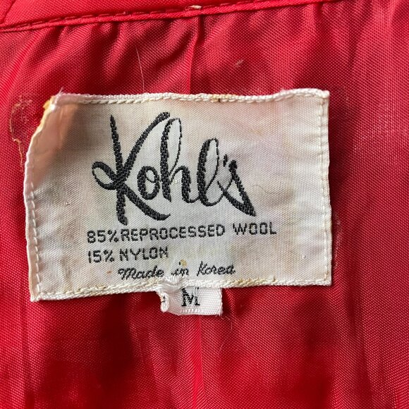 Vintage 70s Kohls Holiday Xmas Wool Plaid Button Down Shirt Dagger Collar | L/XL - Picture 12 of 16